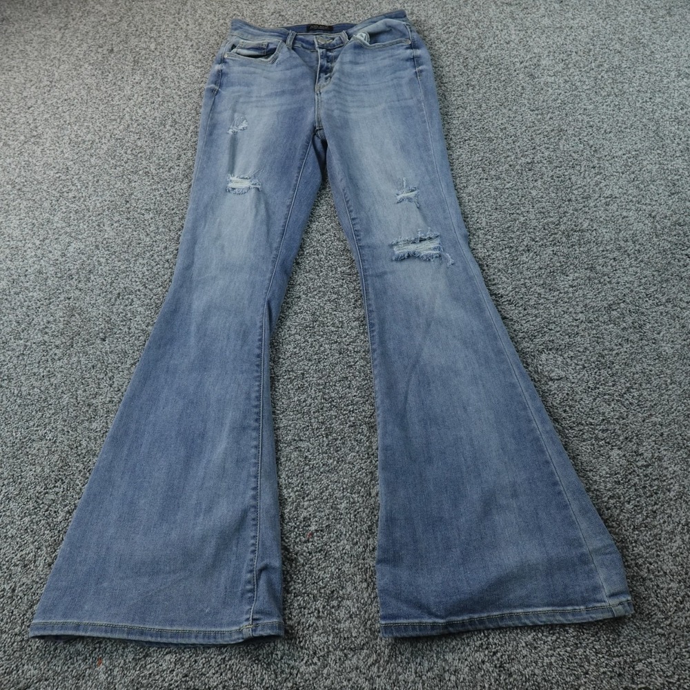 Judy Blue Jeans Womens 9 Light Denim Pants High Rise Flare Bell Bottom Stretch